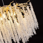 Lustre rectangulaire en cristal doré moderne de 40 po, branches d'arbre, luminaire suspendu pour îlot de cuisine, salle à manger