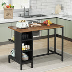 Îlot de cuisine large de 43 pouces, table de comptoir de cuisine avec 5 étagères ouvertes
