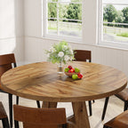 Table à manger ronde 47 pouces pour 4 personnes, table de cuisine de style campagnard, petite table à dîner en bois pour salle à manger et salon
