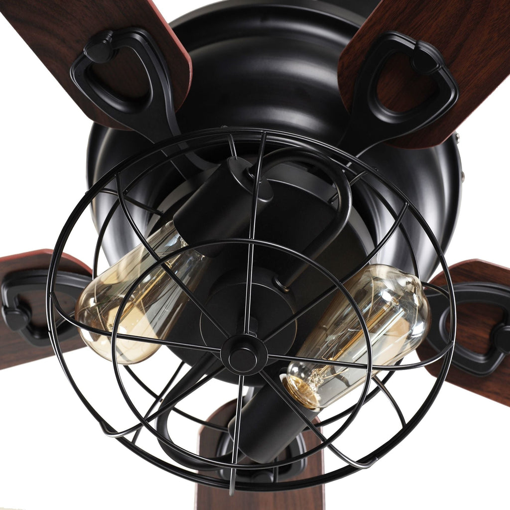 Ventilateur de plafond encastré noir Farmhouse de 48 po à 5 pales en bois à profil bas avec télécommande et kit d'éclairage