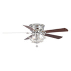 Ventilateur de plafond encastré moderne réversible à 5 pales en cristal avec télécommande