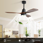 Ventilateur de plafond à LED intégré 48 et 52 pouces avec lumière et télécommande, moteur CC réversible