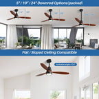Ventilateur de plafond à LED intégré 48 et 52 pouces avec lumière et télécommande, moteur CC réversible