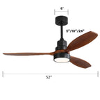 Ventilateur de plafond à LED intégré 48 et 52 pouces avec lumière et télécommande, moteur CC réversible