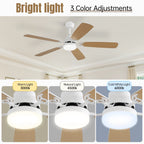 Ventilateur de plafond à LED intégré 48 et 52 pouces avec lumière et télécommande, moteur CC réversible