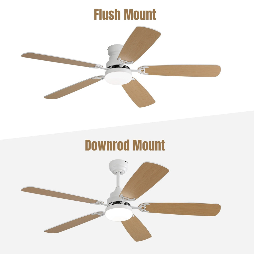Ventilateur de plafond à LED intégré 48 et 52 pouces avec lumière et télécommande, moteur CC réversible
