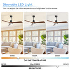 Ventilateur de plafond à LED intégré 48 et 52 pouces avec lumière et télécommande, moteur CC réversible