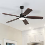 Ventilateur de plafond à LED intégré 48 et 52 pouces avec lumière et télécommande, moteur CC réversible