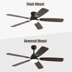 Ventilateur de plafond à LED intégré 48 et 52 pouces avec lumière et télécommande, moteur CC réversible