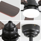 Ventilateur de plafond à LED intégré 48 et 52 pouces avec lumière et télécommande, moteur CC réversible