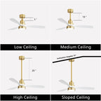 Ventilateur de plafond à LED intégré 48 et 52 pouces avec lumière et télécommande, moteur CC réversible