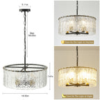 Lustre tambour rond moderne à 5 lumières, lustre semi-encastré classique, suspension pour îlot de cuisine et salle à manger