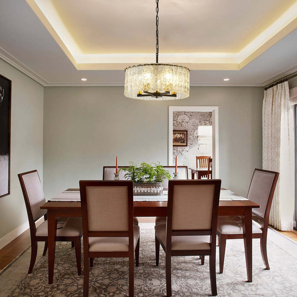 Lustre tambour rond moderne à 5 lumières, lustre semi-encastré classique, suspension pour îlot de cuisine et salle à manger