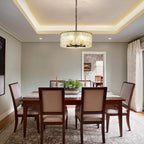 Lustre tambour rond moderne à 5 lumières, lustre semi-encastré classique, suspension pour îlot de cuisine et salle à manger