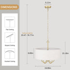 Plafonnier semi-encastré moderne à 5 lampes pour salle à manger, chambre à coucher, salon - N/A