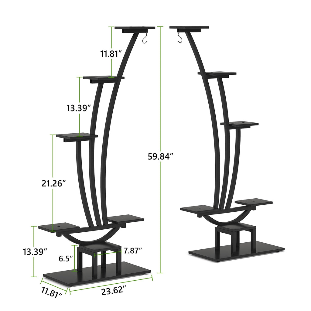 Support pour plantes d'intérieur, étagère à fleurs à 6 niveaux pour jardin - Lot de 2