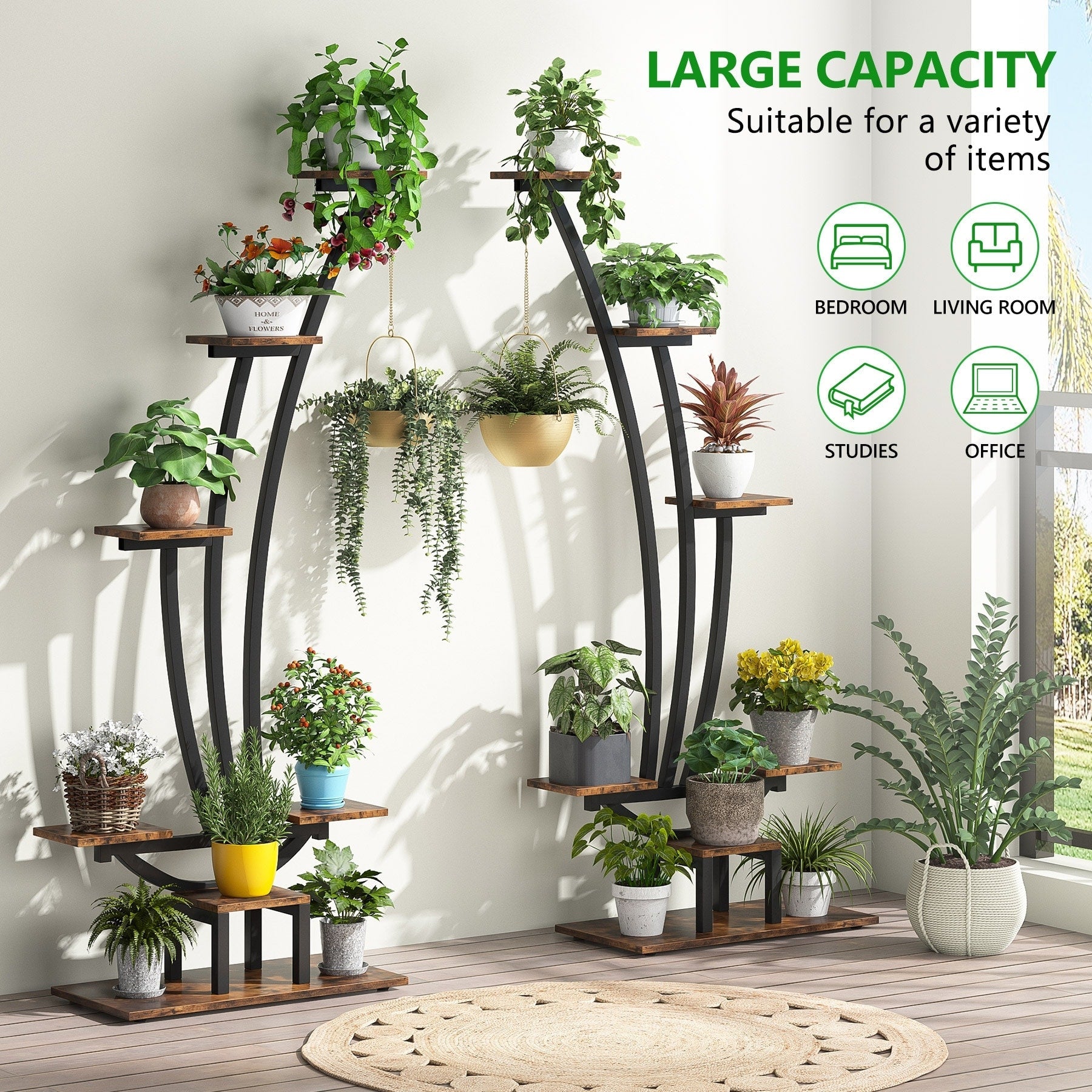 Support pour plantes d'intérieur, étagère à fleurs à 6 niveaux pour jardin - Lot de 2