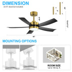 Ventilateur de plafond LED Breezary 65/52/42 à 5 pales avec kit d'éclairage et télécommande