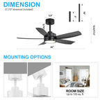 Ventilateur de plafond LED Breezary 65/52/42 à 5 pales avec kit d'éclairage et télécommande