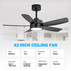 Ventilateur de plafond LED Breezary 65/52/42 à 5 pales avec kit d'éclairage et télécommande