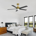Ventilateur de plafond LED Breezary 65/52/42 à 5 pales avec kit d'éclairage et télécommande