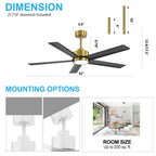 Ventilateur de plafond LED Breezary 65/52/42 à 5 pales avec kit d'éclairage et télécommande