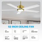 Ventilateur de plafond LED Breezary 65/52/42 à 5 pales avec kit d'éclairage et télécommande