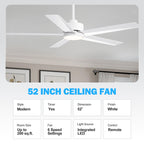 Ventilateur de plafond LED Breezary 65/52/42 à 5 pales avec kit d'éclairage et télécommande