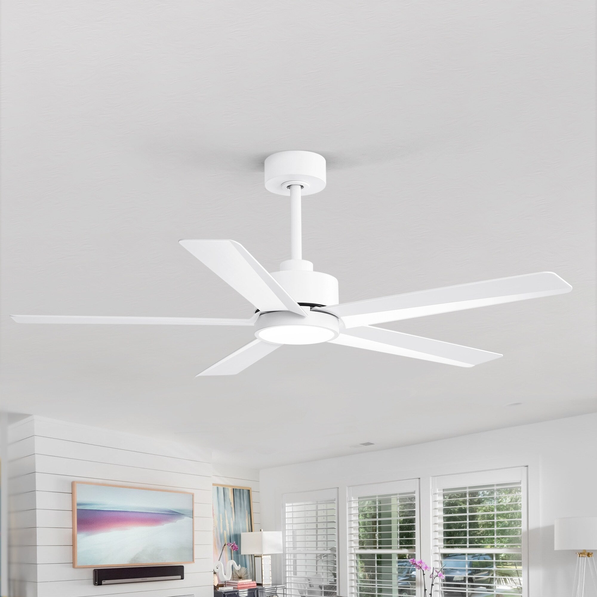 Ventilateur de plafond LED Breezary 65/52/42 à 5 pales avec kit d'éclairage et télécommande