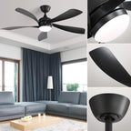 Ventilateur de plafond de 52 pouces avec télécommande et lumières, moteur CC silencieux, 5 pales, haut débit d'air (CFM)