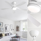 Ventilateur de plafond de 52 pouces avec télécommande et lumières, moteur CC silencieux, 5 pales, haut débit d'air (CFM)