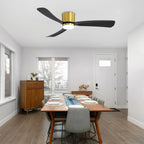 Ventilateur de plafond encastré à DEL noir/blanc de 52 pouces avec télécommande (3 pales)