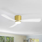 Ventilateur de plafond encastré à DEL noir/blanc de 52 pouces avec télécommande (3 pales)