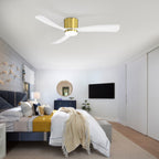 Ventilateur de plafond encastré à DEL noir/blanc de 52 pouces avec télécommande (3 pales)