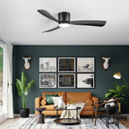 Ventilateur de plafond encastré à DEL noir/blanc de 52 pouces avec télécommande (3 pales)