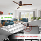 Ventilateur de plafond encastré de style campagnard de 52 pouces avec éclairage et télécommande, moteur CC réversible