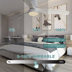 Ventilateur de plafond encastré de style campagnard de 52 pouces avec éclairage et télécommande, moteur CC réversible