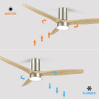 Ventilateur de plafond encastré de style campagnard de 52 pouces avec éclairage et télécommande, moteur CC réversible