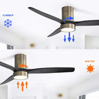 Ventilateur de plafond encastré de style campagnard de 52 pouces avec éclairage et télécommande, moteur CC réversible