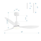 Ventilateur de plafond à DEL de 52 pouces avec télécommande (3 pales)