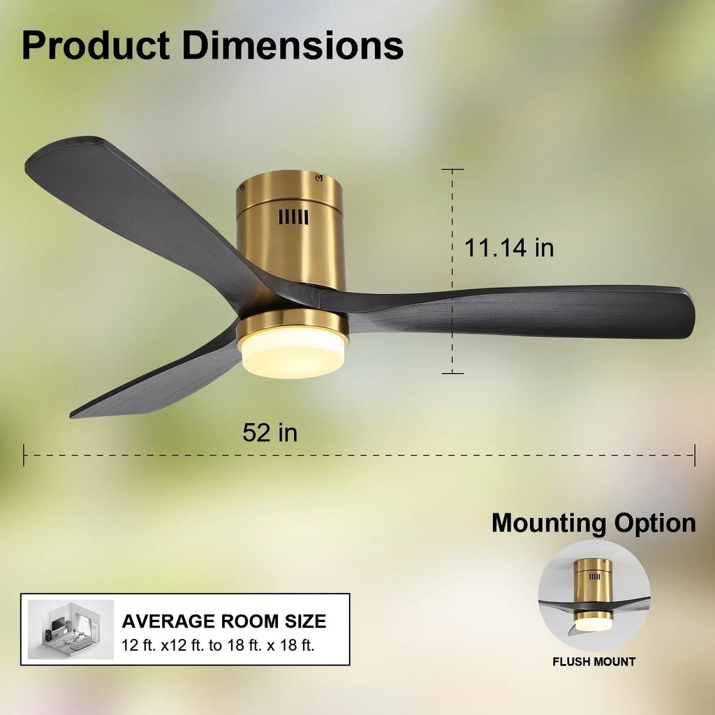 Ventilateur de plafond encastré Sofucor 52 pouces avec télécommande, moteur réversible et éclairage intégré en option