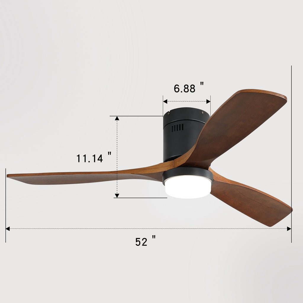 Ventilateur de plafond encastré Sofucor 52 pouces avec télécommande, moteur réversible et éclairage intégré en option