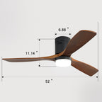 Ventilateur de plafond encastré Sofucor 52 pouces avec télécommande, moteur réversible et éclairage intégré en option