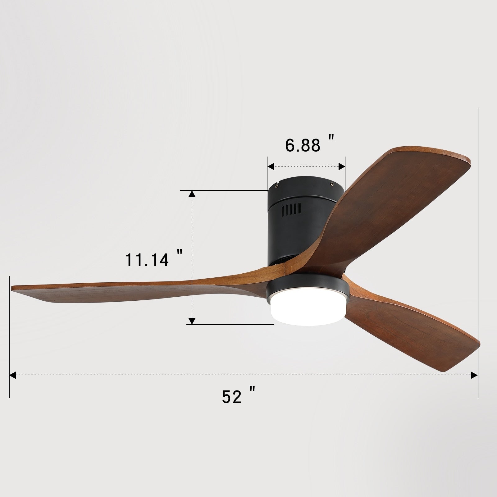 Ventilateur de plafond encastré Sofucor 52 pouces avec télécommande, moteur réversible et éclairage intégré en option