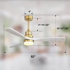 Ventilateur de plafond d'intérieur en bois Sofucor 52 avec télécommande et éclairage intégré en option