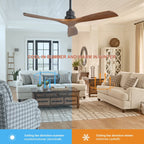 Ventilateur de plafond d'intérieur en bois Sofucor 52 avec télécommande et éclairage intégré en option