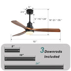 Ventilateur de plafond d'intérieur en bois Sofucor 52 avec télécommande et éclairage intégré en option