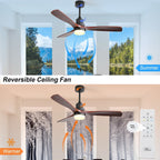 Ventilateur de plafond d'intérieur en bois Sofucor 52 avec télécommande et éclairage intégré en option