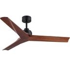 Ventilateur de plafond moderne en bois massif/ABS de 52 pouces avec télécommande (sans lumière), 6 vitesses de vent, flux d'air réversible