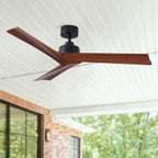 Ventilateur de plafond moderne en bois massif/ABS de 52 pouces avec télécommande (sans lumière), 6 vitesses de vent, flux d'air réversible